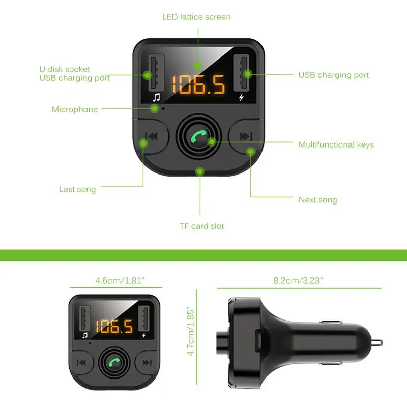 Fm-передатчик автомобильный ЖК MP3-плеер беспроводной Bluetooth приемник автомобильный комплект 4.6A быстрый USB Hands Free USB зарядное устройство FM модулятор