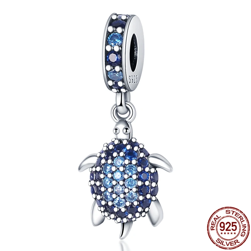 

silver color Zircon Blue Turtle Beads Fit Original pandora Bracelet&Bangle For Women Birthday Fashion Jewelry
