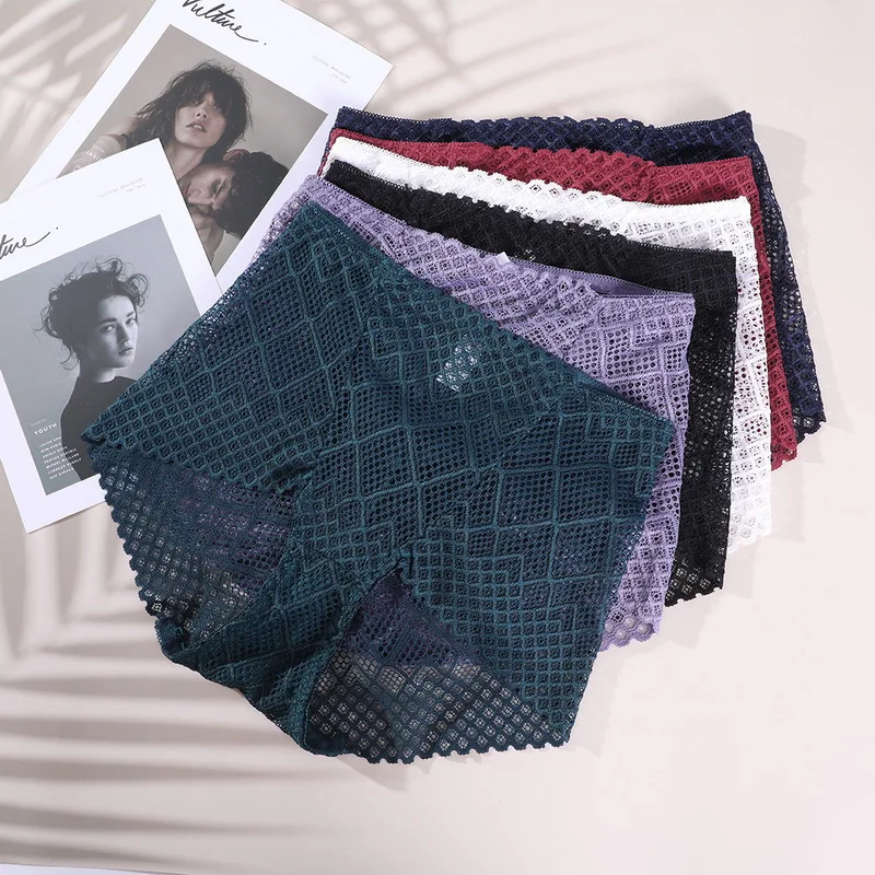

3 шт., женские кружевные трусики с заниженной талией