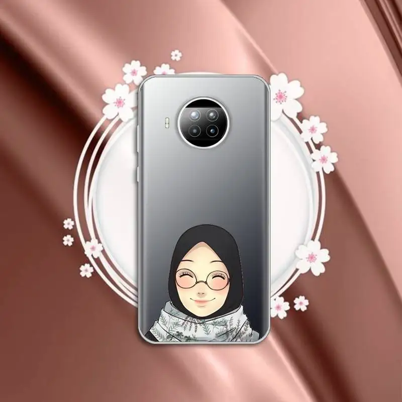 

cartoon hijab muslim Girl Phone Case Transparent for Xiaomi mi Redmi note 10 t 8 9 pro lite 11 Samsung S 8 9 10 20