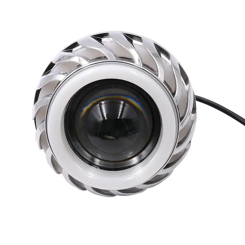 12V Motorcycle Head Light Lamp Projector Lens With Led Angel Devil Eyes Headlight 30W 1200Lm 200000H Double Aperture | Лампы и