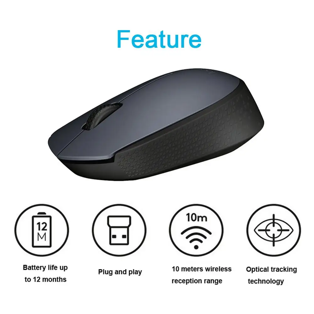 Мышь Logitech M170 Беспроводная с 3 кнопками 2 4 ГГц 1000 DPI|Мыши| |