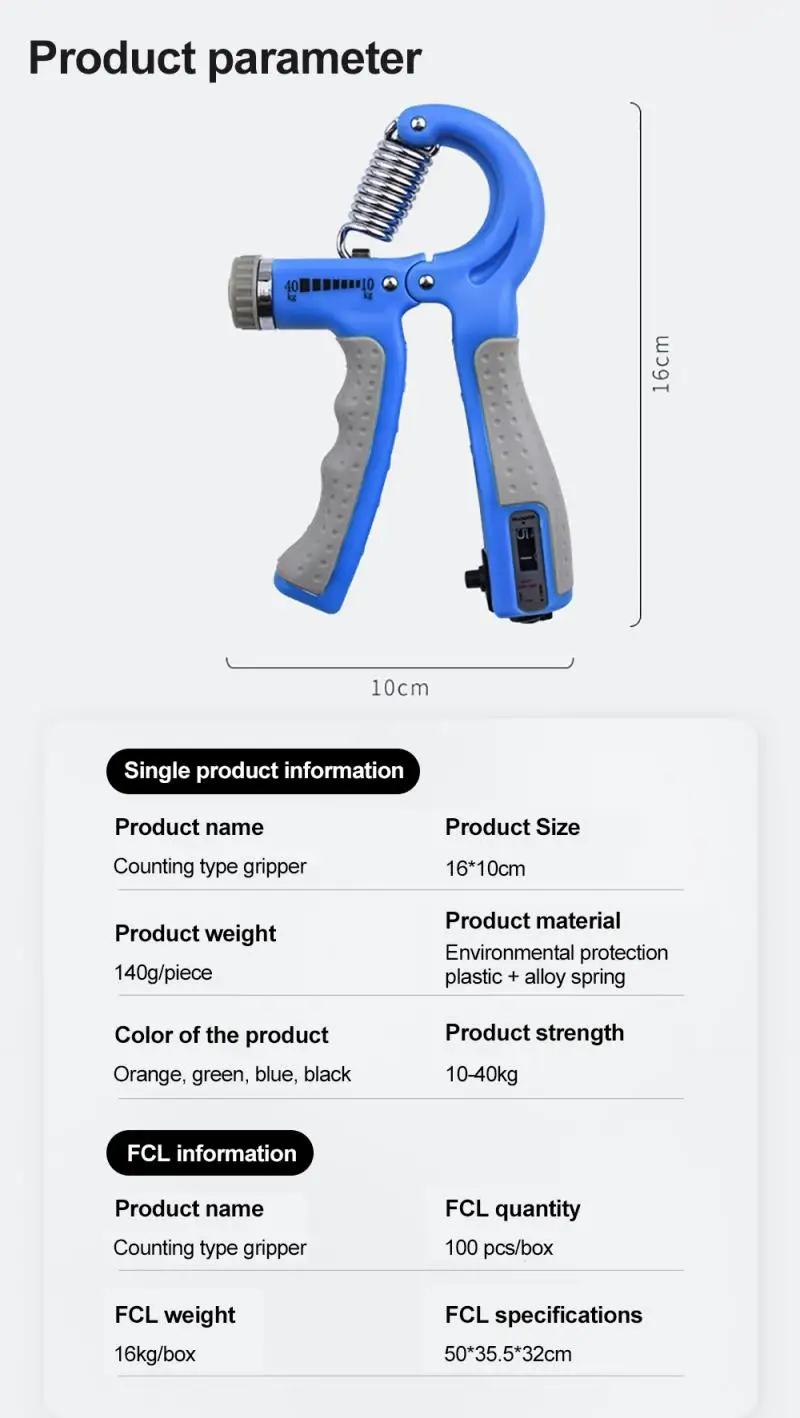 

Spring Finger Pinch Carpal Expander Adjustable Hand Grip Sports Strength Countable Exercise Strengthener Gripper R-Shape Grip