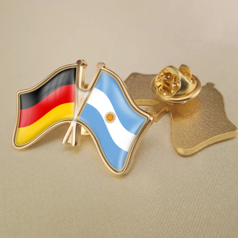 

Germany and Argentina Crossed Double Friendship Flags Lapel Pins Brooch Badges