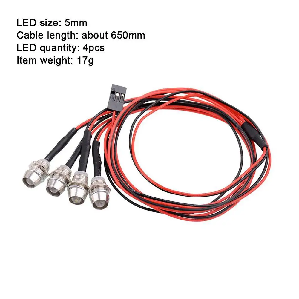 

4 LED Kit 2 White 2 Red Headlight Taillight For 1/10 Accessory 1/8 RC Crawler RC Parts Accessory G7B9