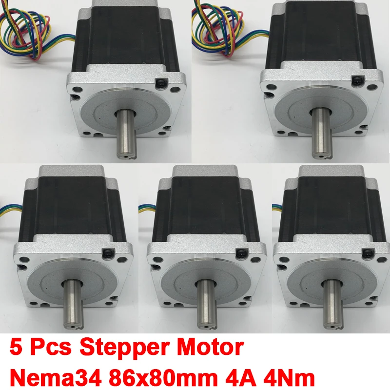 

5PCS Stepper Motor Nema34 86*80mm 4A 4Nm 580Oz-in 2ph 4 Wires High Torque for CNC Router Lathe