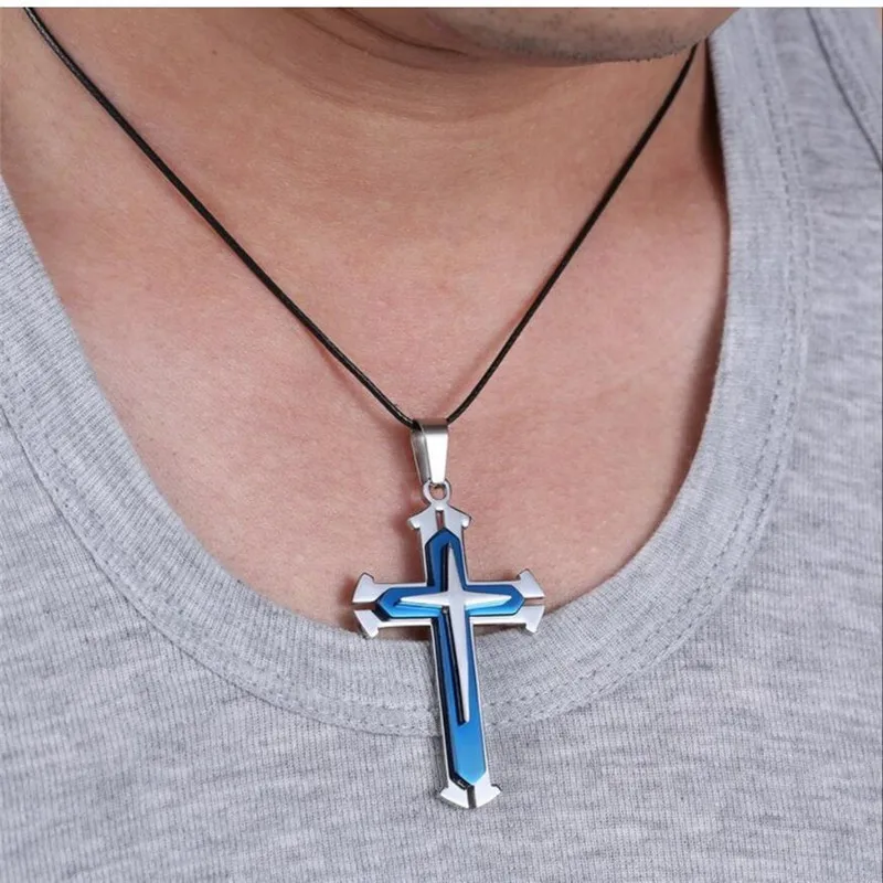 

2021 Fashion Cross Stainless Steel Pendant Necklace For Men Women Gold Silver Color Statement Necklace Jewelry Gifts Wholesale