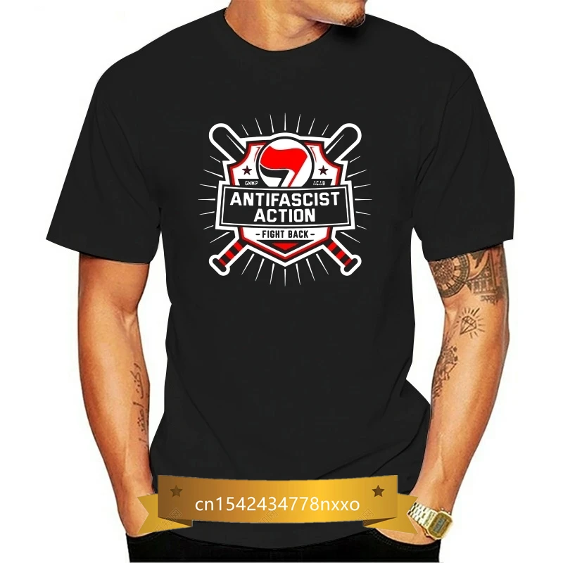

Newest Antifascist Action Men T Shirt Round Collar Short Sleeve Unisex Women Tshirts Tee Top camiseta feminina