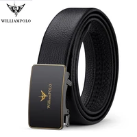 williampolo genuine leather men belt fashion automatic outer buckle inner buckle high quality strap male metal luxury cowhide