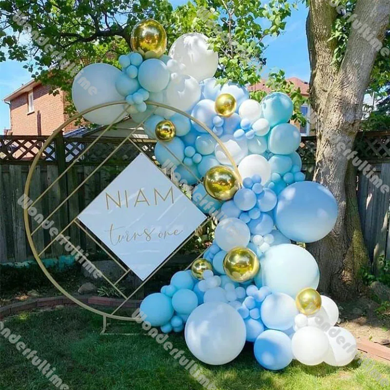 

123pcs Blue Balloon Garland Birthday Party Decoration Matte White Balloon Arch Wedding Bridal Shower Engagement Decor Supplies