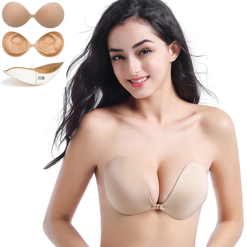 Самоклеющийся Невидимый силиконовый бюстгальтер без бретелек липкий женский