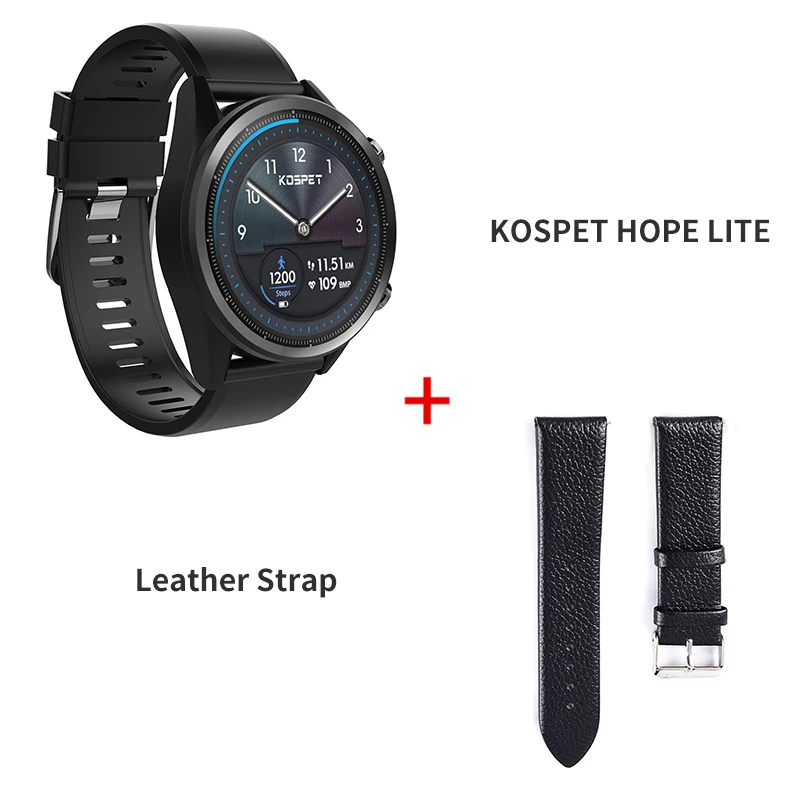 Add Leather Strap KOSPET надеемся Lite 1 Гб оперативной памяти, 16 Гб встроенной памяти, Android7.1.1 Dual Core 4G 1,3" AMOLED умные часы мужские WI-FI 8.0MP IP67 Водонепроницаемый MTK6739 Смарт-часы-телефон - Цвет: Add Leather Strap