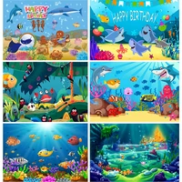 cute cartoon shark backdrop for kids birthday cartoon theme party decoration baby birthday photo background 210521 61