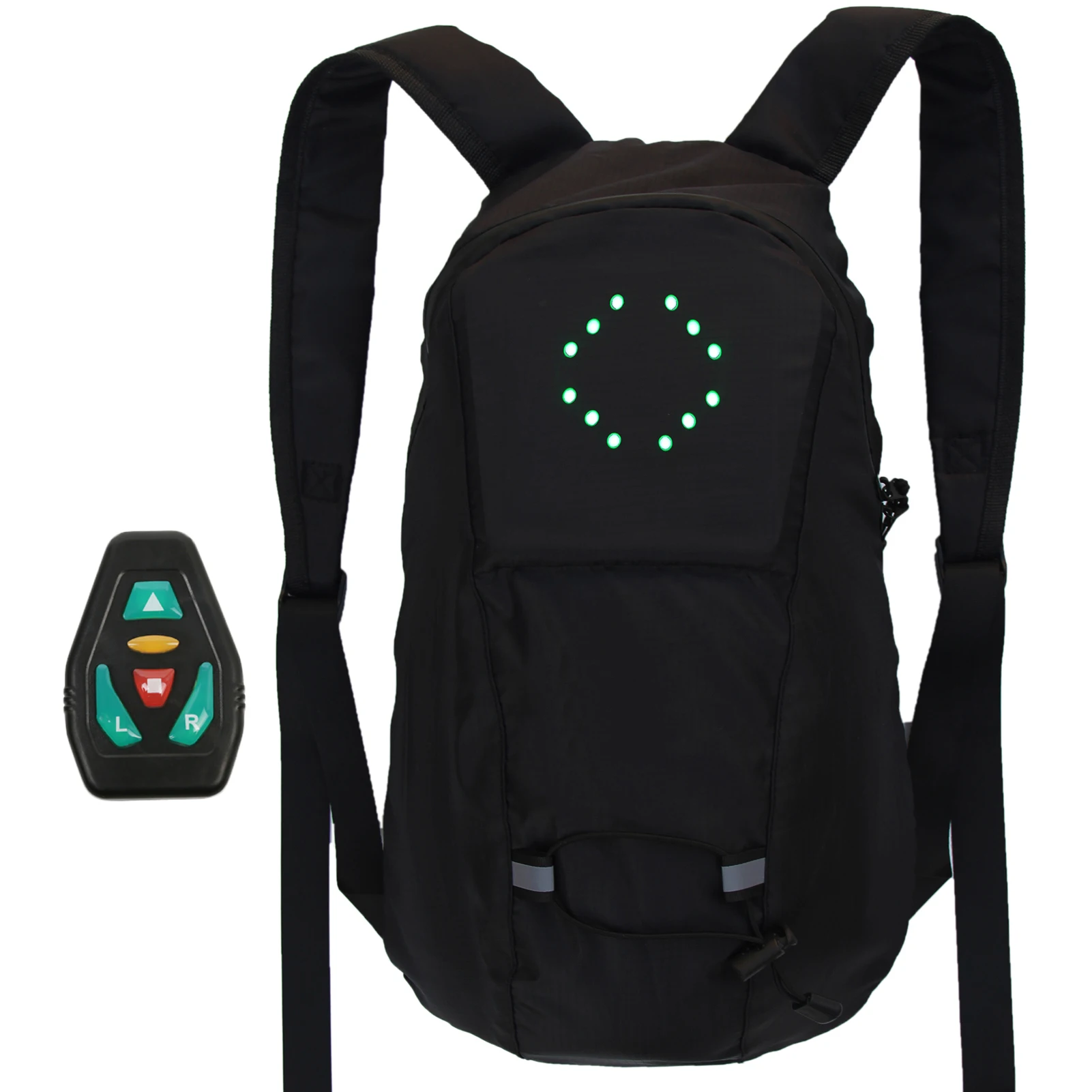 

Cycling Reflective Backpack 15L Remote Control LED Illuminated Backpack with 30 LED lights for Night Cycling Riding Equipment
