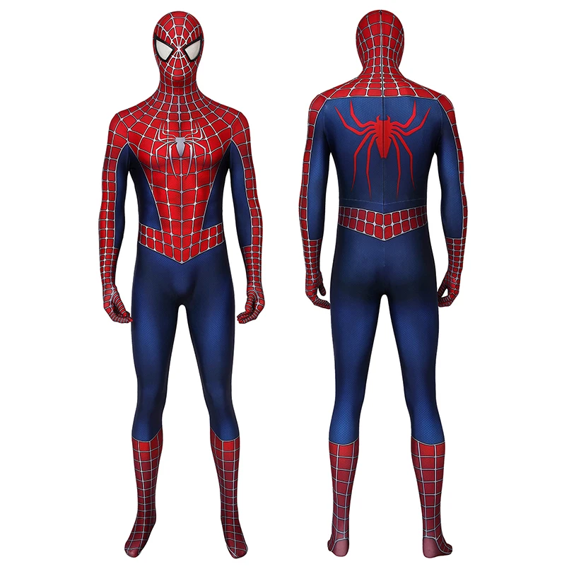 

Adult Superhero Spider 2 Tobey Maguire Jumpsuit Cosplay Costume Halloween Masquerade Party Bodysuit
