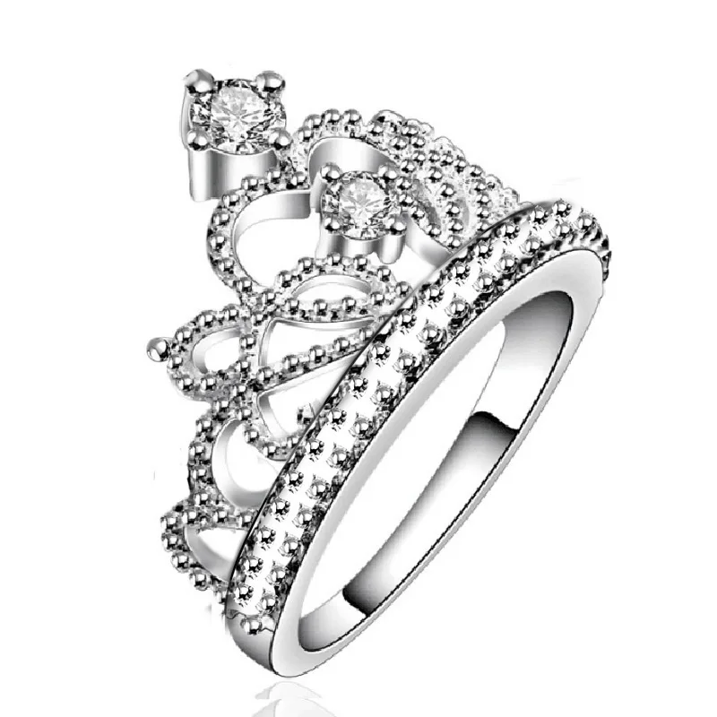 

Korean Style Crystal Crown Zirconia Rings For Women Wedding Rings Fashion Jewelry Accessories Hot Sale Whole Sale