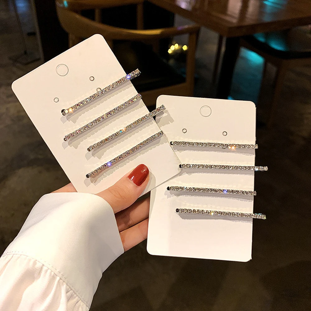 4 шт. блестящие украшения с камнями и стразами заколки для волос металлические