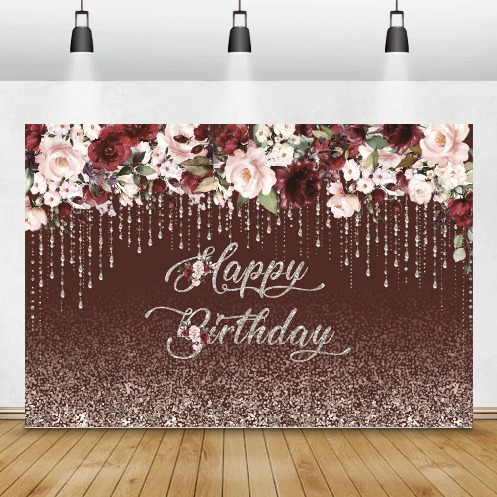 

Фотофон Laeacco с изображением цветов, кисточек, блесток, Happy фон для фотосъемки на день рождения, для детской вечевечерние НКИ