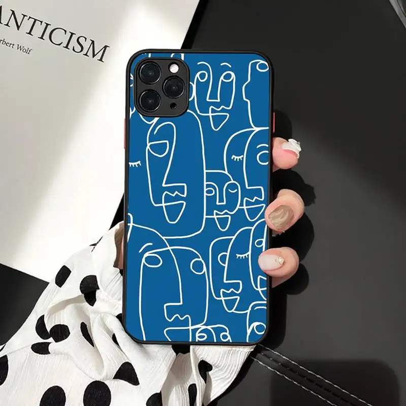 

Abstract artistic face design Phone Case Matte Transparent for iPhone 7 8 11 12 s mini pro X XS XR MAX Plus cover funda