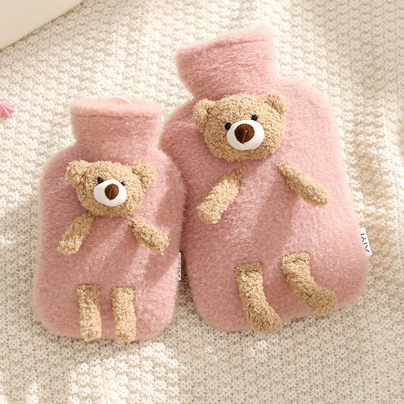 

Cute Plush Hot Water Bottle Bear Rabbit Shape Soft Fabric Hand Warmer PVC Water Injection Thermos Warm Supplies In Winter