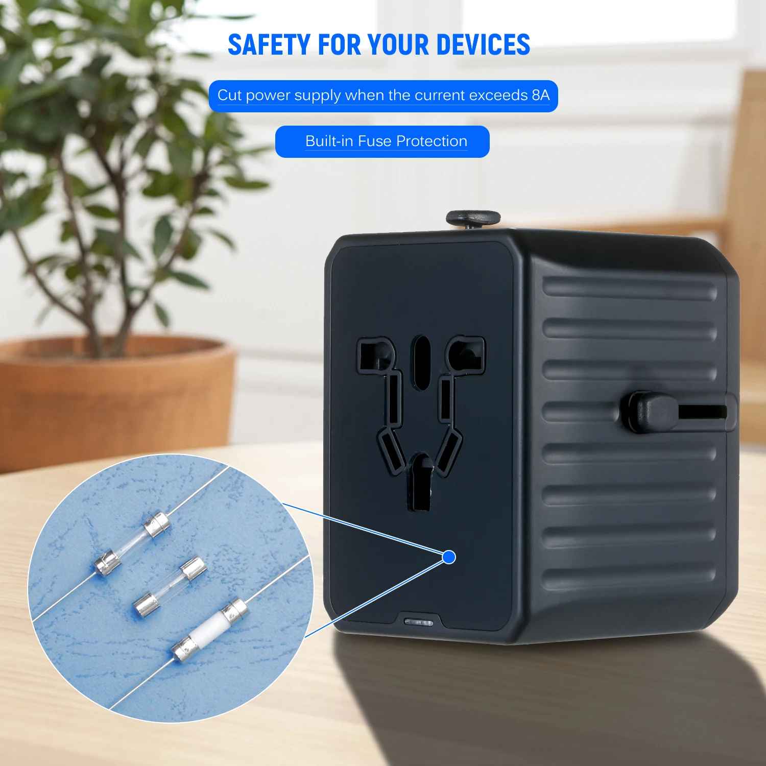 Дорожный адаптер 4 USB по всему миру Универсальный дорожный настенное зарядное