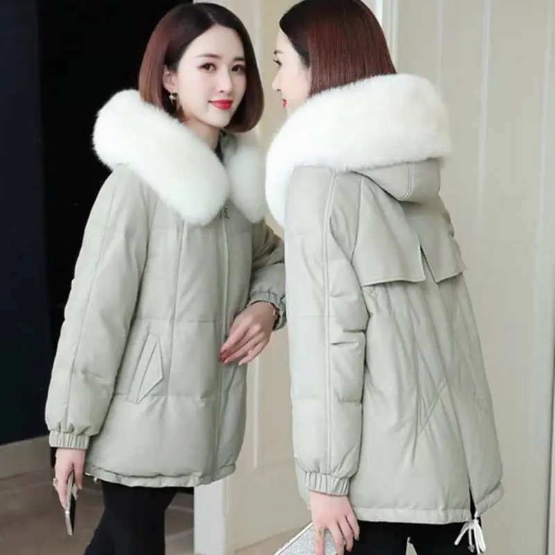 

Женская зимняя куртка с капюшоном, теплая, с лисьим мехом, повседневная, E129, 2021