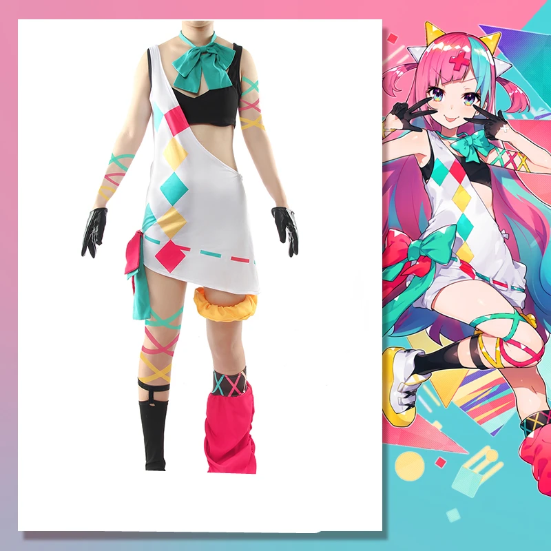 Аниме vtuber PPH Пинки поп Хепберн маскарадный костюм s-xxl платье тубус для перчаток