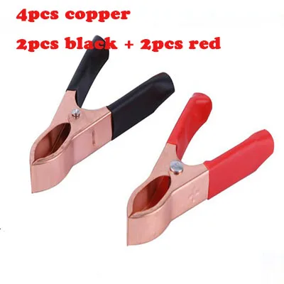 4pcs copper clips Зажимы крокодилы 30A красные, черные зажимы 72 мм/75 мм защищенный зажим «крокодил» ручка кабельный ввод Тесты ing Батарея Тесты привести высокое качество зажим - Цвет: 4pcs copper clips