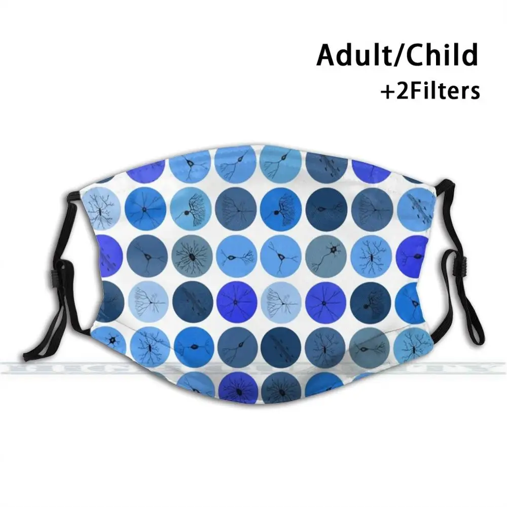 

Blue Neuron Dots Fashion Print Reusable Funny Pm2.5 Filter Mouth Face Mask Neuroscience Brain Brain Cell Neuron