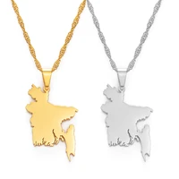 anniyo map of bangladesh pendant necklaces gold color for women girls stainless steel bangladeshi maps chains bengali 154521