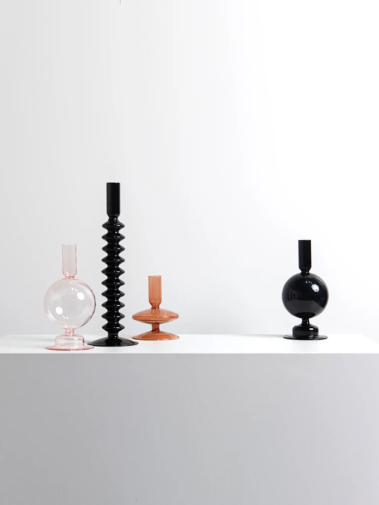 Цветной стеклянный подсвечник простой геометрический обеденный стол в форме