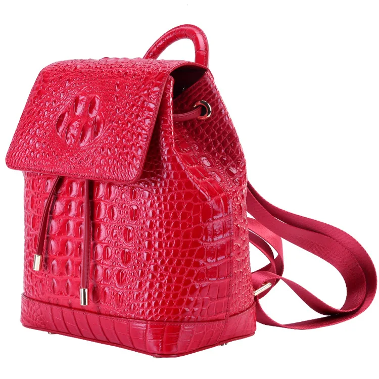 Сумка крокодиловая женская из натуральной кожи ранец с двумя плечами для девушек