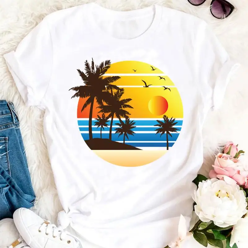 

Women Summer Holiday Beach Ladies 90s Tshirts Cartoon Fashion Short Sleeve Clothes Graphic T Top Lady Print Female Tee T-Shirt