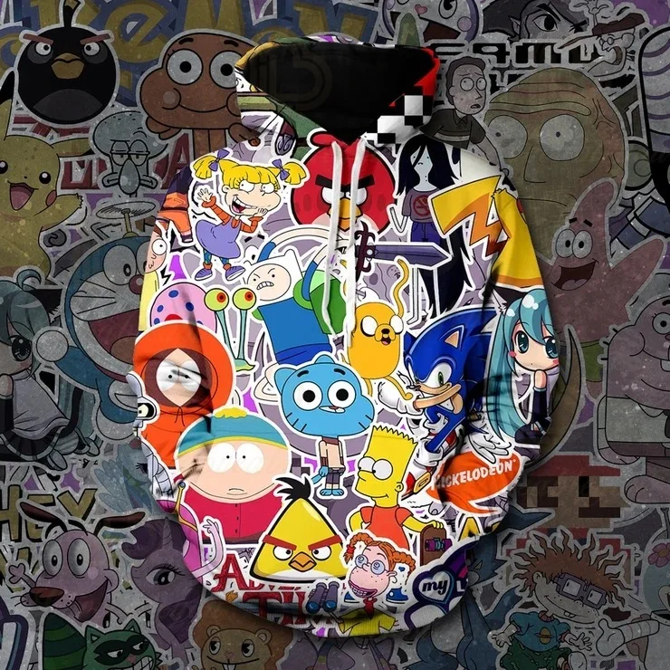 Толстовки с 3D рисунком из мультфильмов милые толстовки капюшоном для косплея