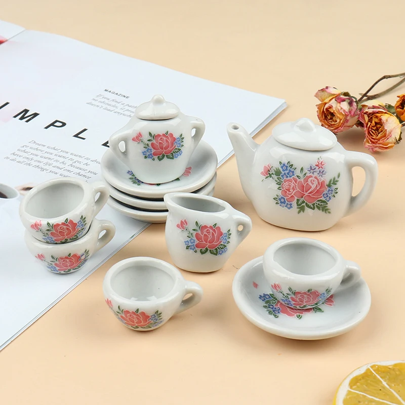 

Набор миниатюрных чашек и Горшков для кукольного домика 1:12, мебельная игрушка, пластиковые чашки для кофе и чая аксессуары для кукольного д...