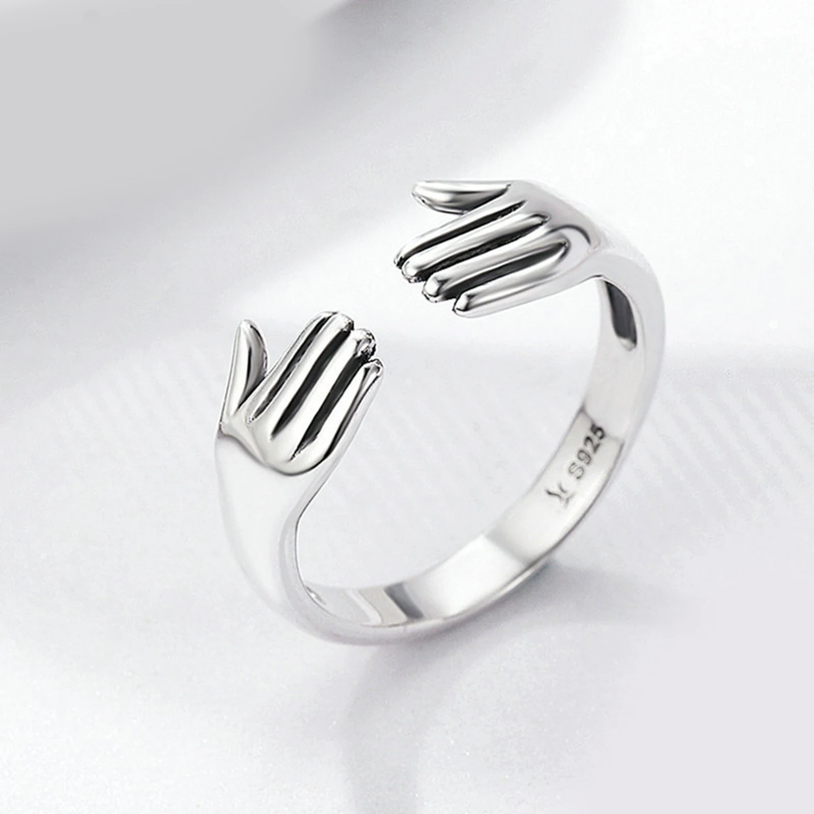 Женские регулируемые Открытые Кольца из стерлингового серебра двухслойные