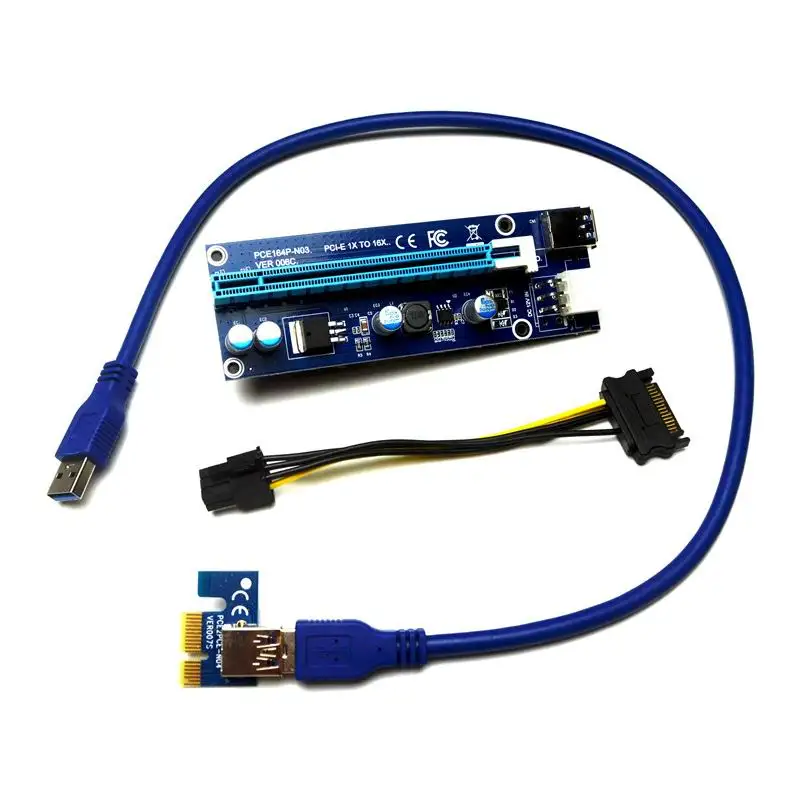 PCIe PCI E Экспресс Райзер карта 1x до 16x USB 3 0 кабель для передачи данных с SATA 15pin Male к 4pin