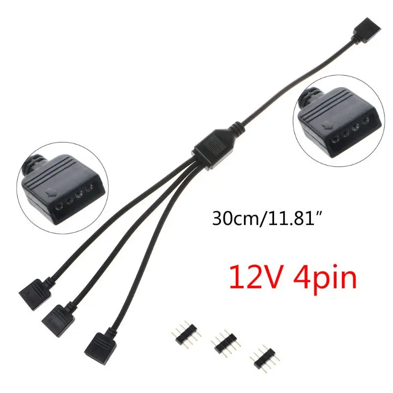 

12V 4Pin AURA RGB Extension Adapter Cable Motherboard to RGB Connector Splitter Hub Cord for PC LED Light Strip M5TB