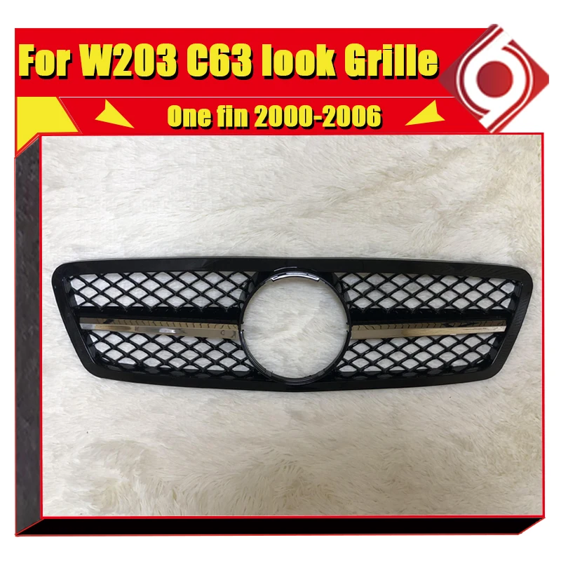 Для Mercedes C Class C203 W203 Sedan Sports C63 Style Grill Grills электропластина с одним плавником прямая