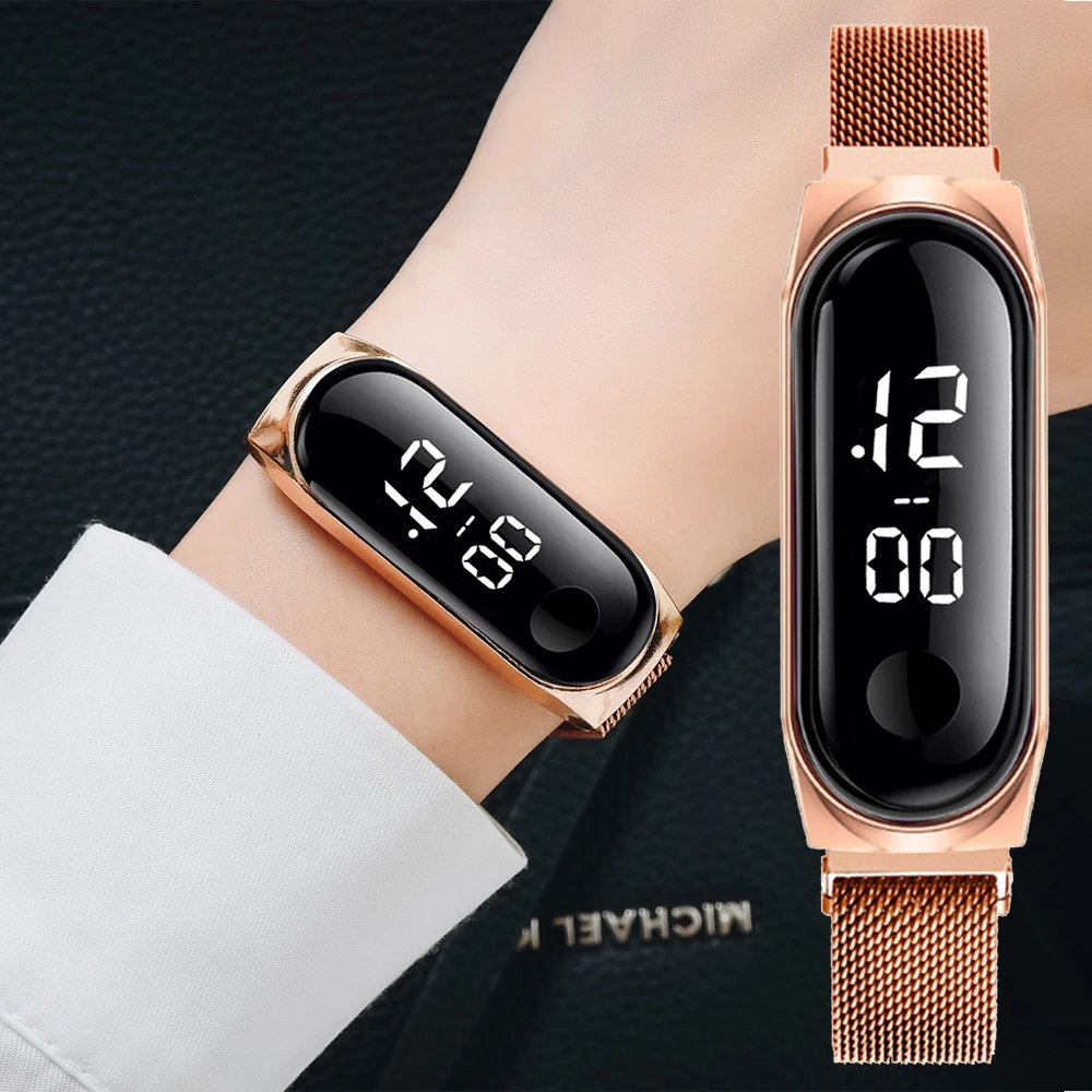 

Simple Women Watch Magnetic Hand Ring Watch Led Sports Fashion Electronic Watch Wristwatches Clock Dropshipping New Men Watches