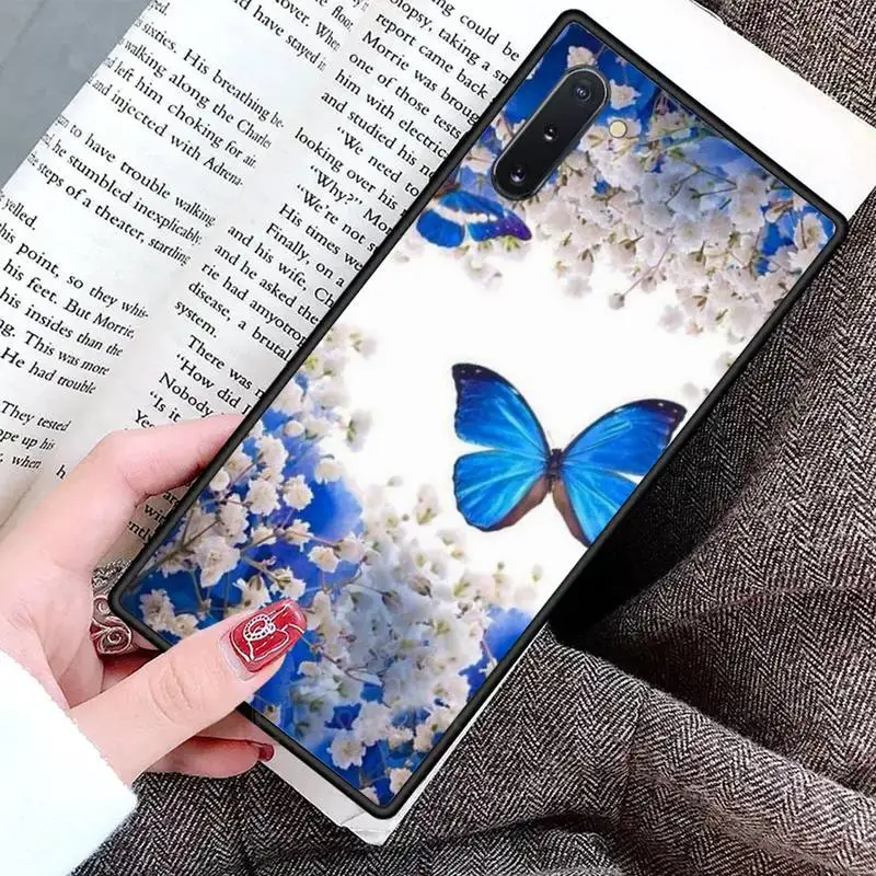 

Bling blue butterfly Phone Cases For Samsung Galaxy S8 S9 S10 Plus S10E Note 3 4 5 6 7 8 9 10 Pro Lite cover