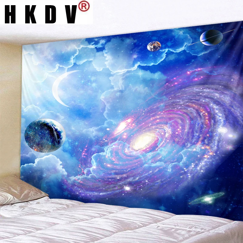 

HKDV Universe Starry Sky Digital Printed Tapestry Wall Hanging Wall Covering Rugs Background Cloth Beach Mat Blanket Art Decor