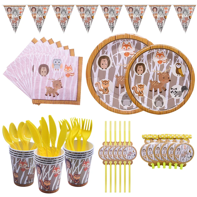 Вечерние Мультяшные животные джунгли бумажная салфетка под тарелку кружку