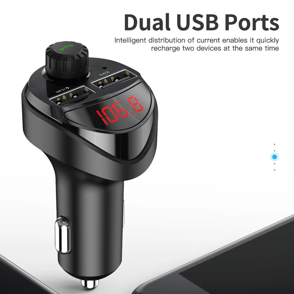 

Dual USB Fast Charger Car Accessories Bluetooth-compatible 4.2 FM Transmitter Hands Free Car Kit MP3 Music Player