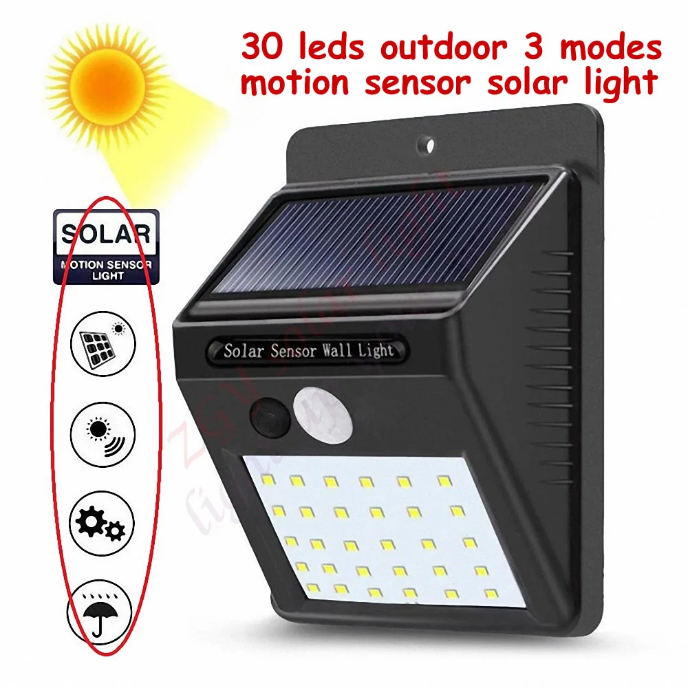 1-4pcs 30 LED Solar lamp Sensor solar Powered Panel Street Light Outdoor Garden Path Spot Wall Emergency Lamp luminaria ener | Лампы и