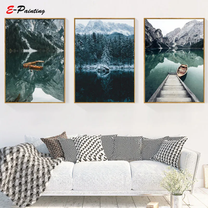 Современная Настенная картина с изображением гавани пейзажа прозрачная вода