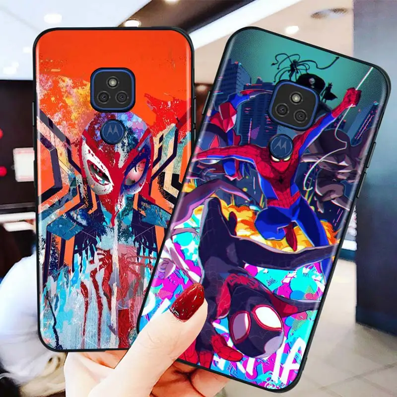 

Marvel spider man ART for Motorola G9 G8 G E7 E6 One Play Marco Hyper Fusion Stylus Power Lite Edge Plus Black Phone Case
