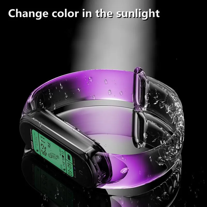 

New Silicone Watch Strap For Xiaomi Mi Band 6 5 4 3 Strap On Mi Band 6 5 4 Transparent Discolor Watchband Replacement Wristband
