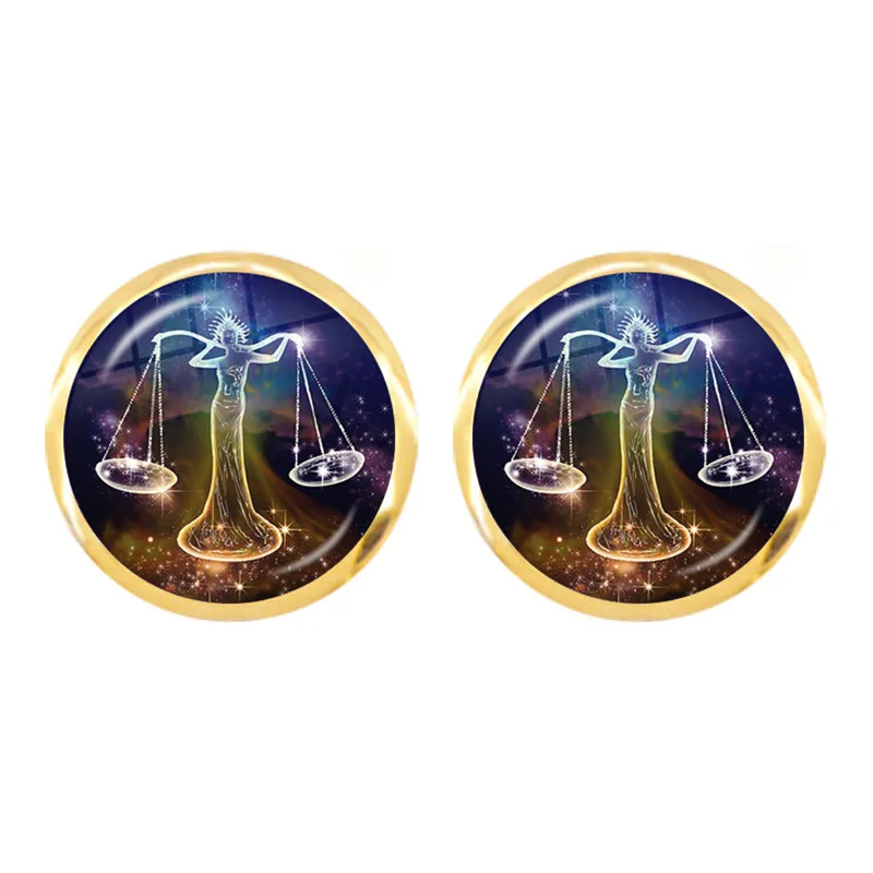 Серьги-гвоздики со знаками Зодиака гороскоп астрология Лев телец Gemini весы Девы