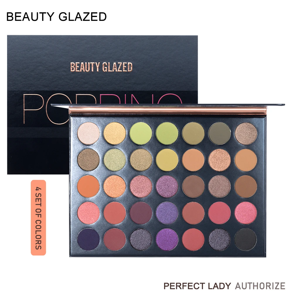 BEAUTY GLAZED 35 цветов Палитра теней для век стойкие матовые мерцающие блестящие